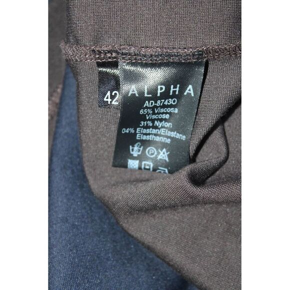 Alpha Massimo Rebecchi Womens Colorblock Print Shift Dress Navy Brown Size 42 - Picture 5 of 6